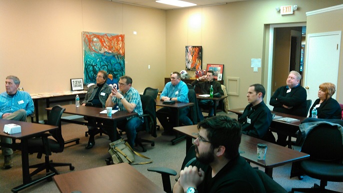 The assemblage listens intently to Ken Crippen's address.